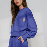 Lunya Loungewear Silksweats™ Midweight Reversible Relaxed Boxy Pullover - #Royal Lagoon